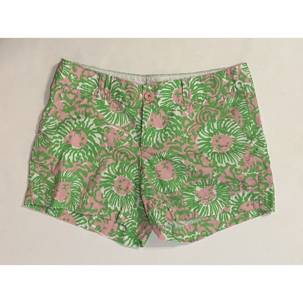 Lilly Pulitzer The Callahan Short Size 8 Pink Green White Floral 32" x 5"